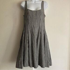 Bailey 44 Black & White Gingham Linen Blend Check Fit N Flare Swing Dress NWOT 6